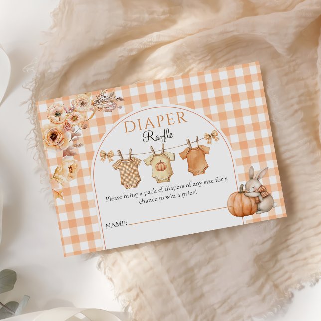 Tarjeta De Recepción Pequeña Calabaza Floral Baby Shower Diaper Raffle (Subido por el creador)