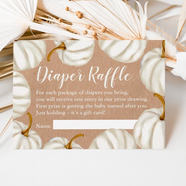Tarjeta De Recepción Pequeña calabaza kraft barro rifa bebé ducha (Little pumpkin kraft diaper raffle baby shower enclosure card)