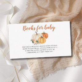 Tarjeta De Recepción Pequeña Calabaza Libros De Otoño Para El Bebé