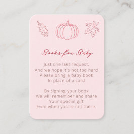 Tarjeta De Recepción Pequeña Calabaza Rosa Baby Shower Trae Un Libro