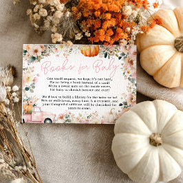 Tarjeta De Recepción Pequeña calabaza rosa Camión Libros Florales para 