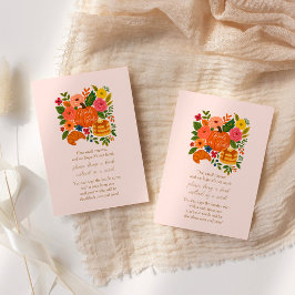 Tarjeta De Recepción Pequeña Calabaza Rosa Libros De Baby Shower Para B