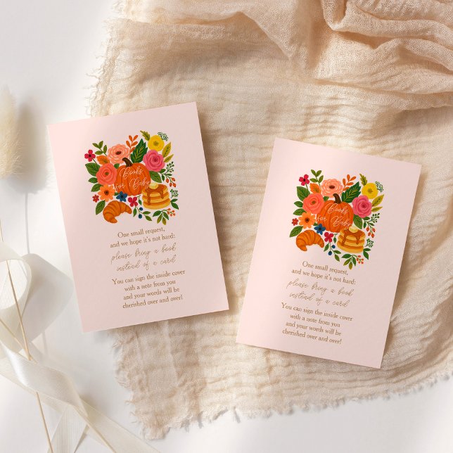 Tarjeta De Recepción Pequeña Calabaza Rosa Libros De Baby Shower Para B (Subido por el creador)