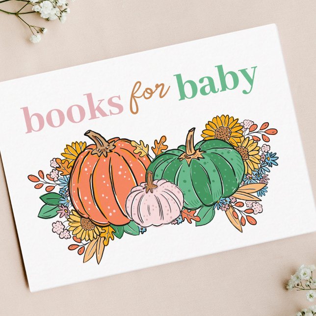 Tarjeta De Recepción Pequeña calabaza rosa libros otoñales para el bebé (Subido por el creador)