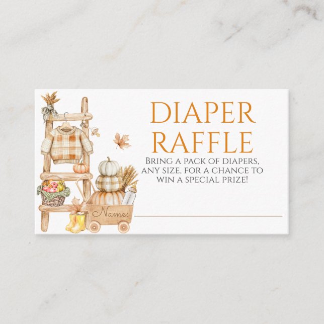 Tarjeta De Recepción Pequeña Calabaza Rústica Granja Baby Shower Diaper (Anverso)