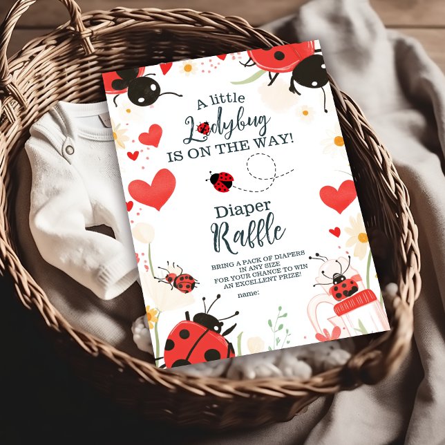 Tarjeta De Recepción Pequeña Chica de Ladybug Baby Shower Diapper Raffl (Subido por el creador)