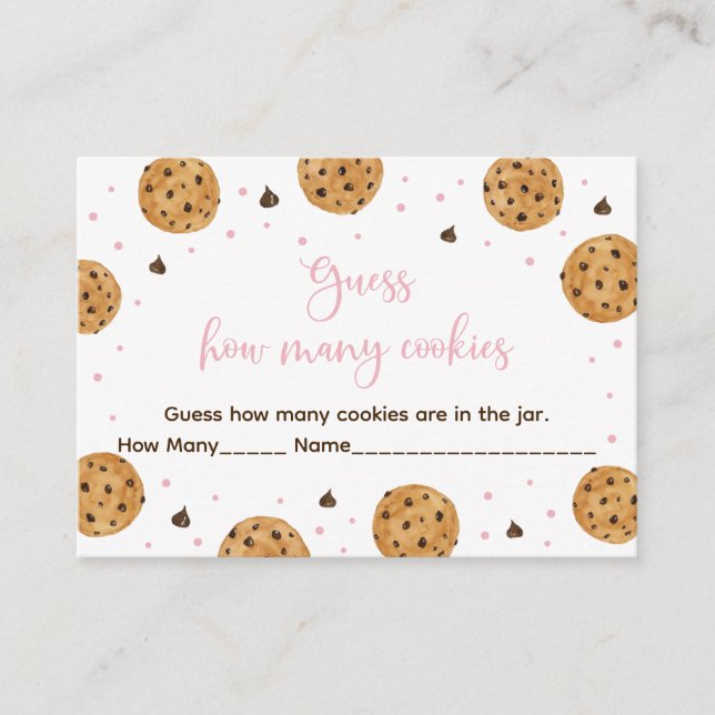 Tarjeta De Recepción Pequeña Chica Rosa de Cocina Adivina cuántos juego (Anverso)