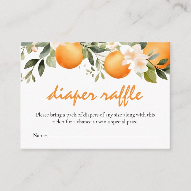 Tarjeta De Recepción Pequeña Corbata En El Camino Diaper Raffle Citrus (Anverso)