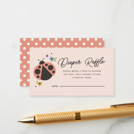 Tarjeta De Recepción Pequeña Dama Amor Bug Boho Pink Green Diaper Raffl