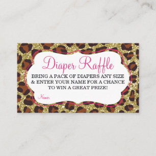 Tarjeta De Recepción Pequeña dama Diaper Raffle Ticket, Cheetah, Rosa
