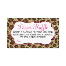 Pequeña dama Diaper Raffle Ticket, Cheetah, Rosa