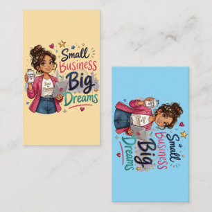 Tarjeta De Recepción Pequeña Empresa Grandes Sueños Chica Emprendedora