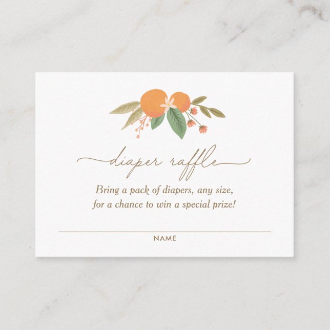 Tarjeta De Recepción Pequeña entrada de Baby Shower Diaper Raffle (Anverso)