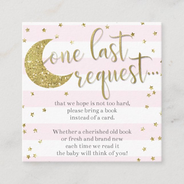 Tarjeta De Recepción pequeña estrella rosada Tomen un libro para el beb (Anverso)