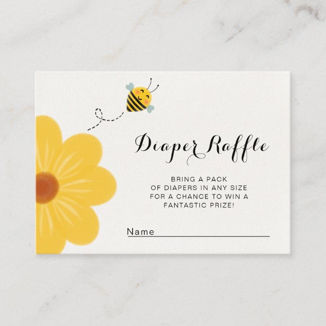 Tarjeta De Recepción Pequeña flor amarilla Baby Shower rifa de pañales (Anverso)