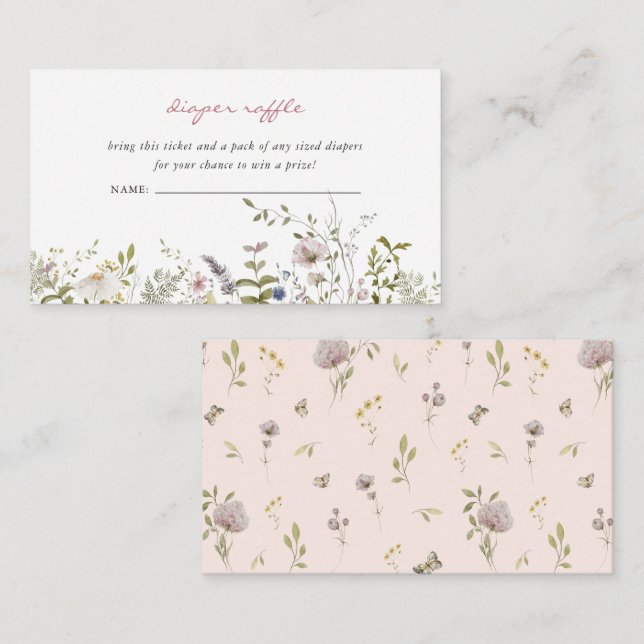 Tarjeta De Recepción Pequeña flor silvestre | Gabinete de pañales (Anverso / Reverso)