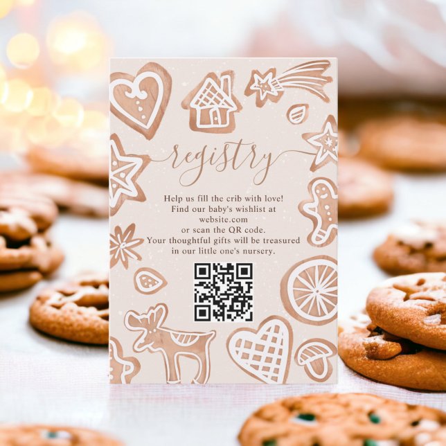 Tarjeta De Recepción Pequeña galleta de invierno lindo registro de duch (Cute winter little cookie baby shower registry enclosure card)
