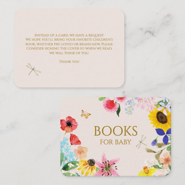 Tarjeta De Recepción Pequeña mamá de flores silvestres para comprar lib (Anverso / Reverso)