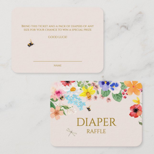 Tarjeta De Recepción Pequeña mamá de flores silvestres para comprar pañ (Anverso / Reverso)