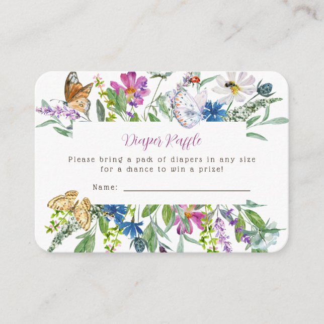 Tarjeta De Recepción Pequeña mariposa de flores silvestres de primavera (Anverso)