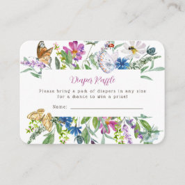 Tarjeta De Recepción Pequeña mariposa de flores silvestres de primavera