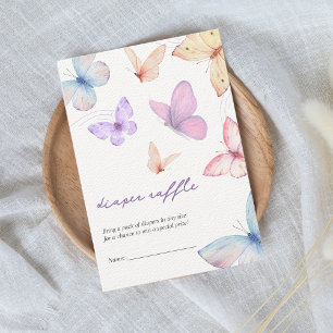 Tarjeta De Recepción Pequeña mariposa Diaper Raffle Chica Baby Shower