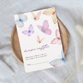 Tarjeta De Recepción Pequeña mariposa Diaper Raffle Chica Baby Shower