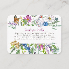 Tarjeta De Recepción Pequeña mariposa, libros de primavera de flores si