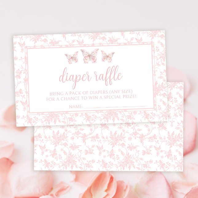 Tarjeta De Recepción Pequeña mariposa rosa para bebé ducha rifa de paña (Subido por el creador)