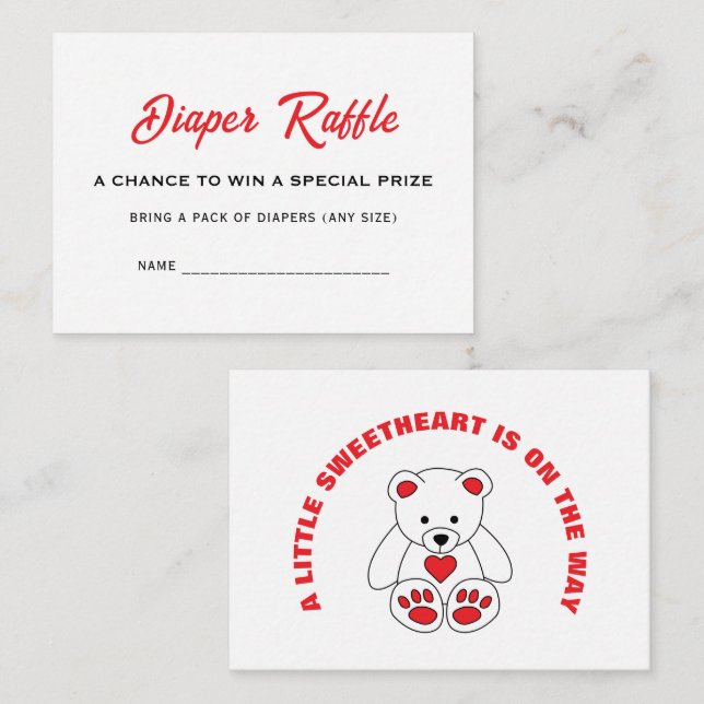 Tarjeta De Recepción Pequeña novia Baby Shower Diaper Raffle Name (Anverso / Reverso)
