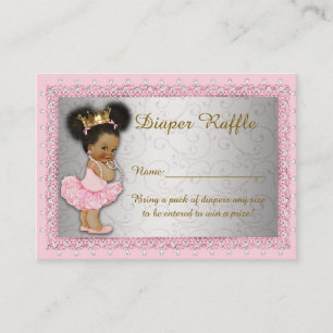 Tarjeta De Recepción Pequeña Princesa Diaper Raffle Entradas, plata ros