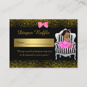 Tarjeta De Recepción Pequeña Princesa Diaper Raffle Entradas, rosa bril