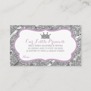Tarjeta De Recepción Pequeña Princesa Diaper Raffle Ticket, falsa Purpu