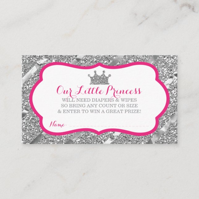 Tarjeta De Recepción Pequeña Princesa Diaper Raffle Ticket, falsa Purpu (Anverso)