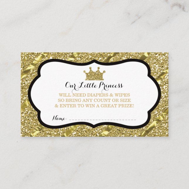 Tarjeta De Recepción Pequeña Princesa Diaper Raffle Ticket, falsa Purpu (Anverso)