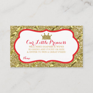 Tarjeta De Recepción Pequeña Princesa Diaper Raffle Ticket Faux Purpuri
