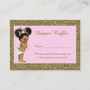Tarjeta De Recepción Pequeña princesa Diaper Raffle Tickets, Etnic