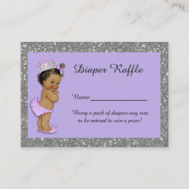 Tarjeta De Recepción Pequeña Princesa Diaper Raffle Tickets, Étnica 3