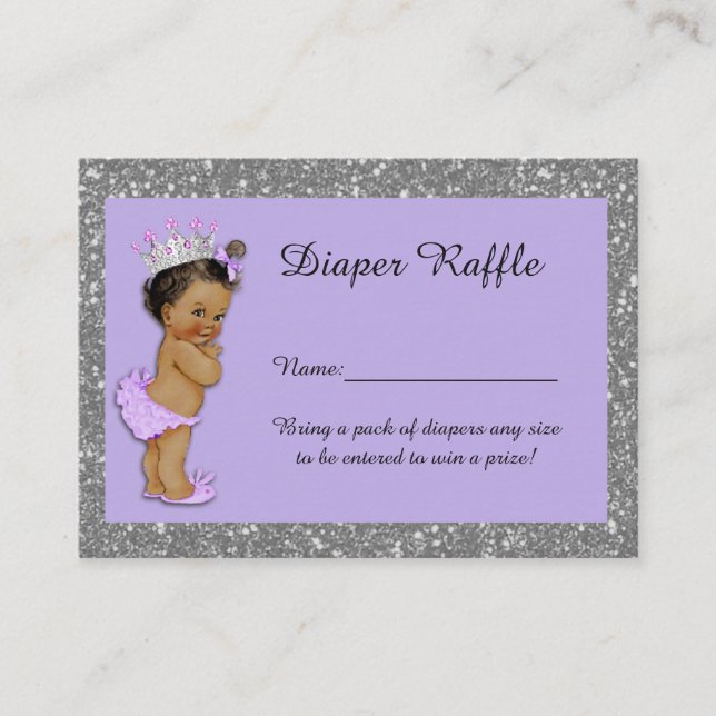 Tarjeta De Recepción Pequeña Princesa Diaper Raffle Tickets, Étnica 3 (Anverso)