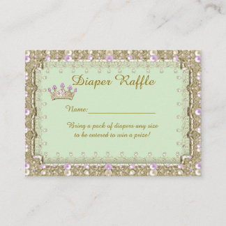 Tarjeta De Recepción Pequeña Princesa Diaper Raffle Tickets, menta