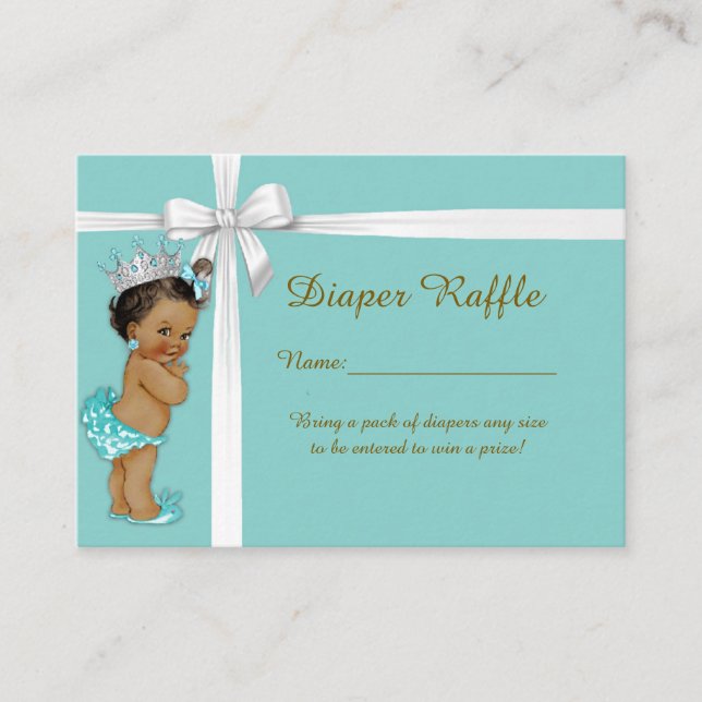 Tarjeta De Recepción Pequeña Princesa Diaper Raffle Tickets menta (Anverso)