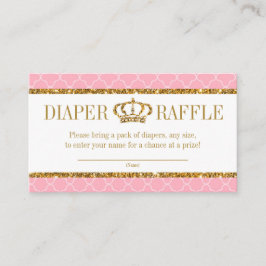 Tarjeta De Recepción Pequeña Princesa Real Rosa y Diaper de Oro