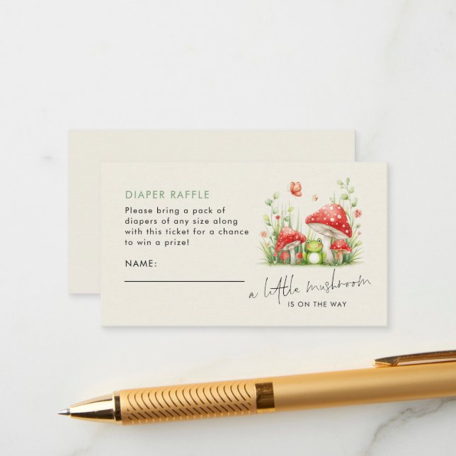 Tarjeta De Recepción Pequeña rana de hongos Diaper Raffle Baby Shower (Anverso/Reverso In Situ)
