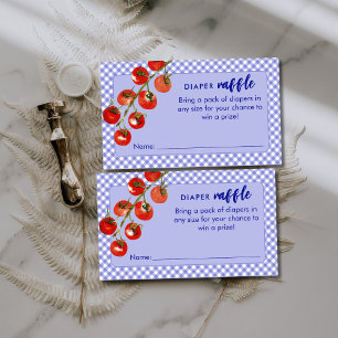 Tarjeta De Recepción Pequeña Rifa de Pañales de Albóndiga Azul Baby Sho