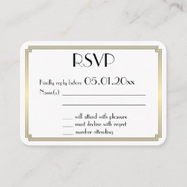 Tarjeta De Recepción Pequeña ronda Gatsby Art Deco Boda de Oro RSVP