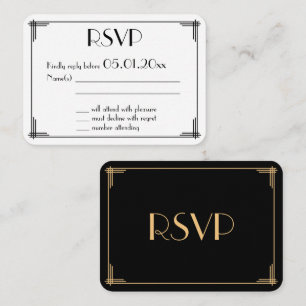 Tarjeta De Recepción Pequeña ronda Gran Gatsby Art Deco Wedding RSVP