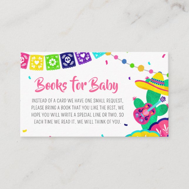 Tarjeta De Recepción Pequeña señorita Fiesta Baby Shower Libros para be (Anverso)