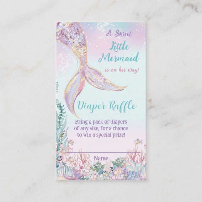 Tarjeta De Recepción Pequeña sirena bajo el mar Diaper (Anverso)