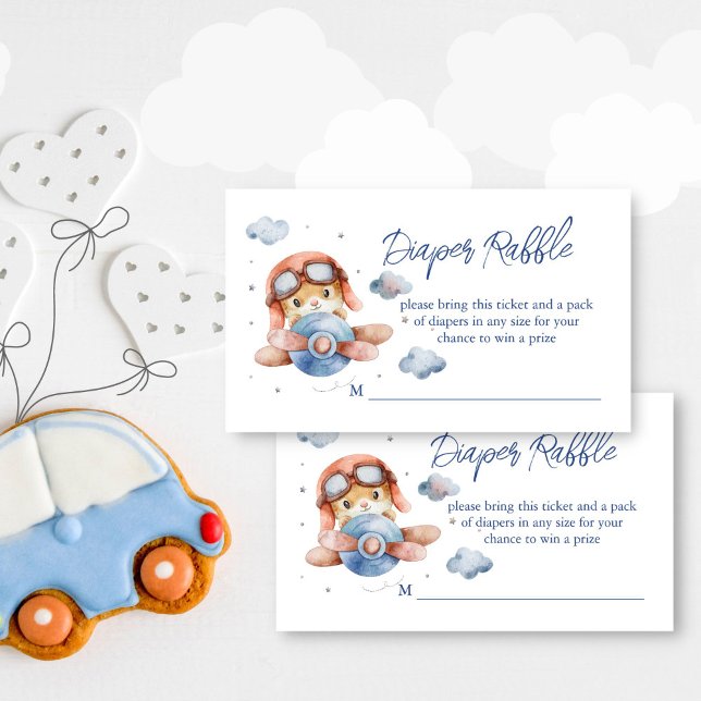 Tarjeta De Recepción Pequeño avión piloto bebé ducha de pañales rifa (Little pilot airplane baby shower diaper raffle enclosure card raffle tickets)