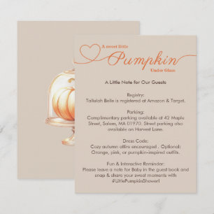 Tarjeta De Recepción Pequeño Baby Shower de calabaza - Moda de otoño
